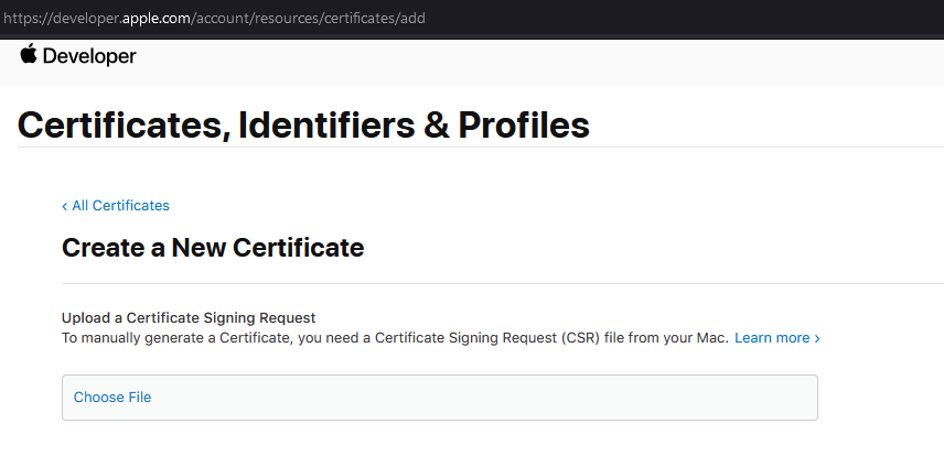 Upload Certificate Signing Request (CSR) file