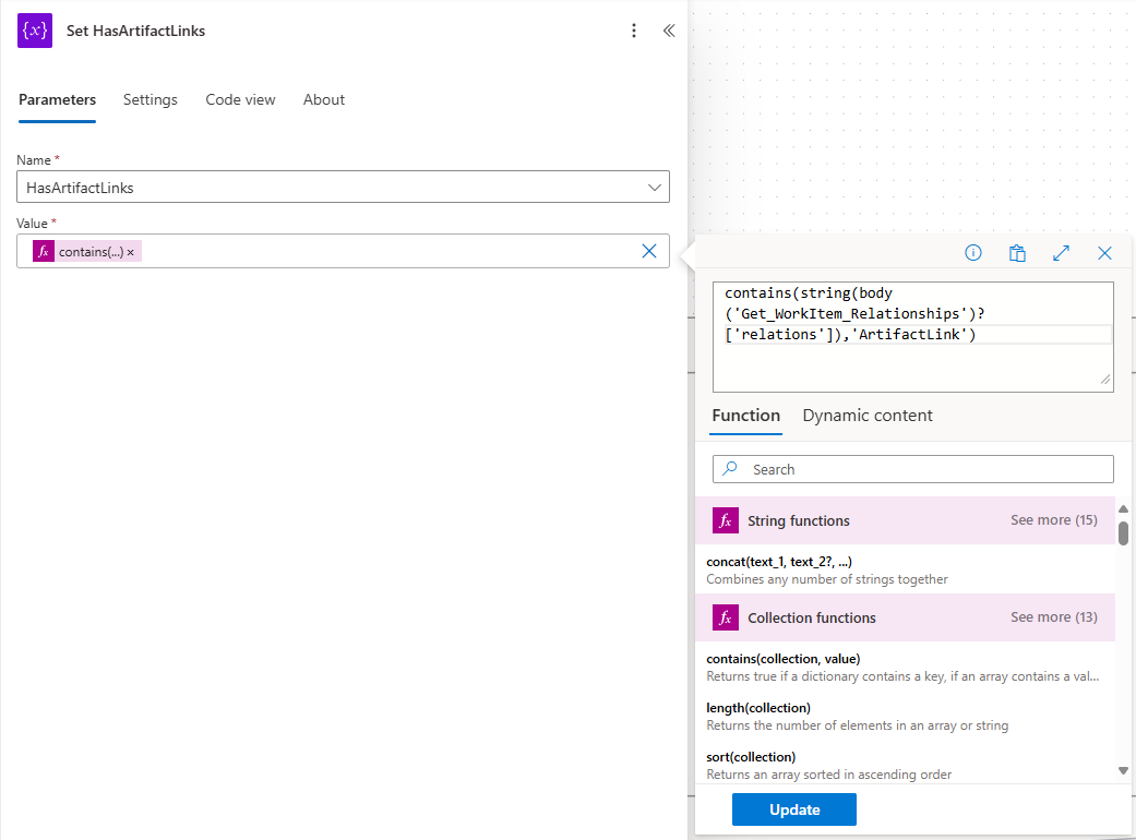 Add an action “Set variable”